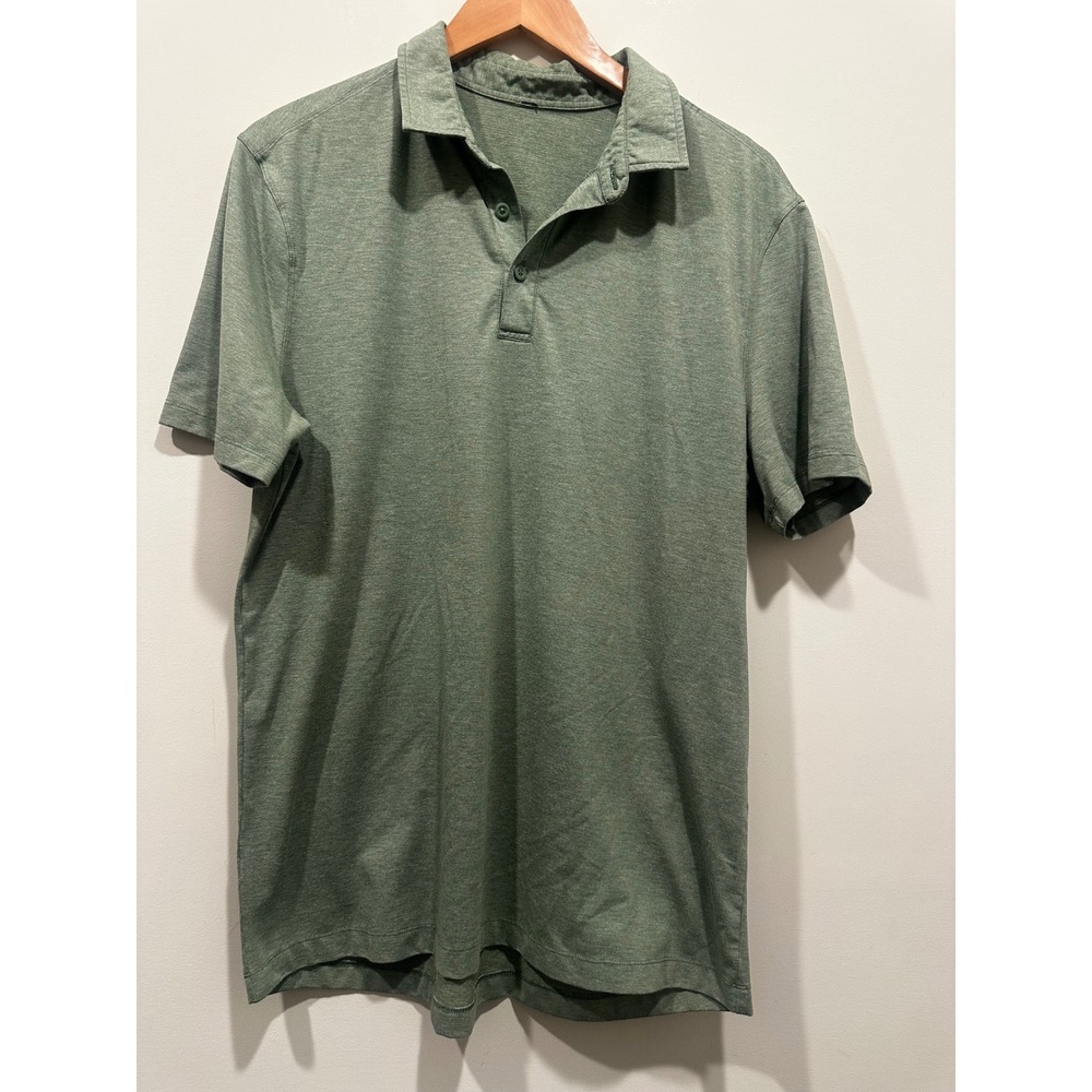 Lululemon Evolution Polo Shirt Mens Sage Green Heathered Short Sleeve Golf Top